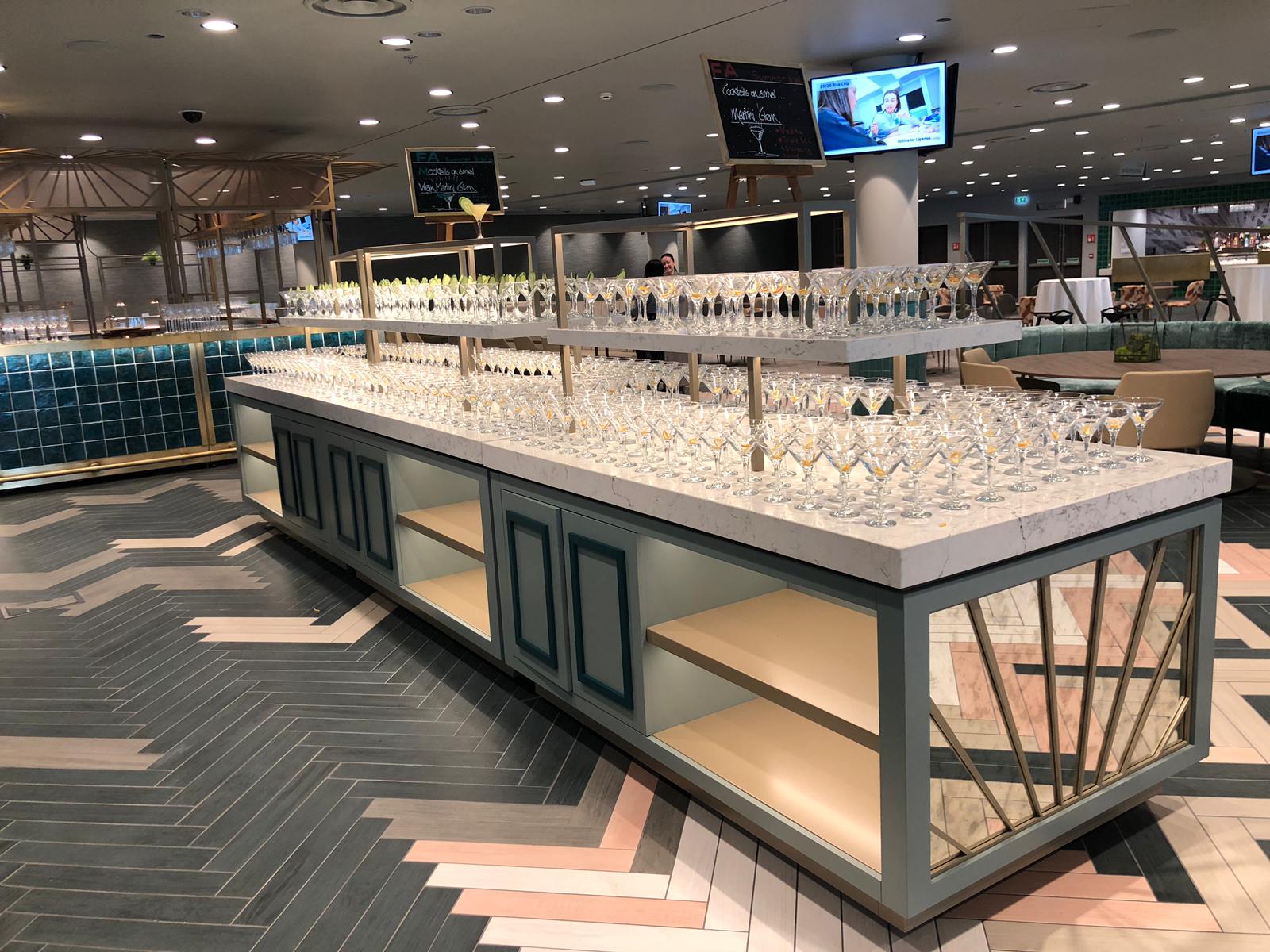 Elegant beverage station in The Atrium, Wembley Stadium for events and receptions. - Banner