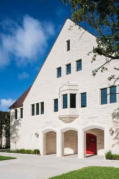 Chao Assembly Hall at St. John's School, elegant stone venue for events and meetings.