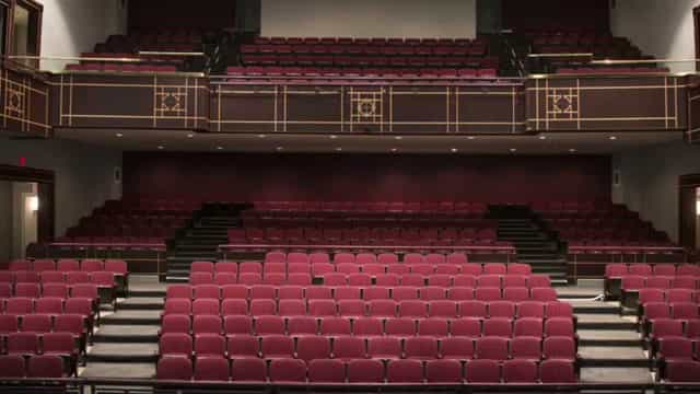 Diana Wortham Theatre auditorium with tiered seating for elegant events and performances.