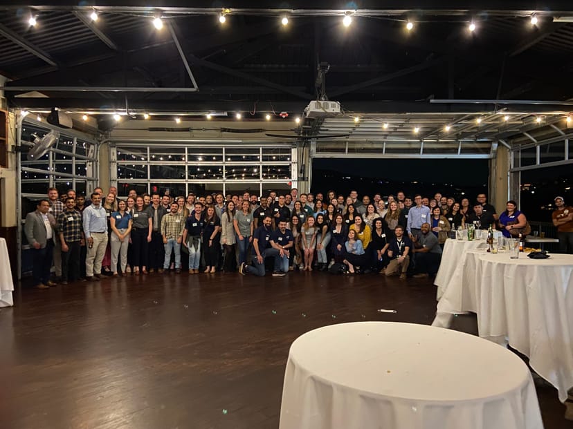 Younger Member Forum networking event in ASCE Houston with engaged attendees.