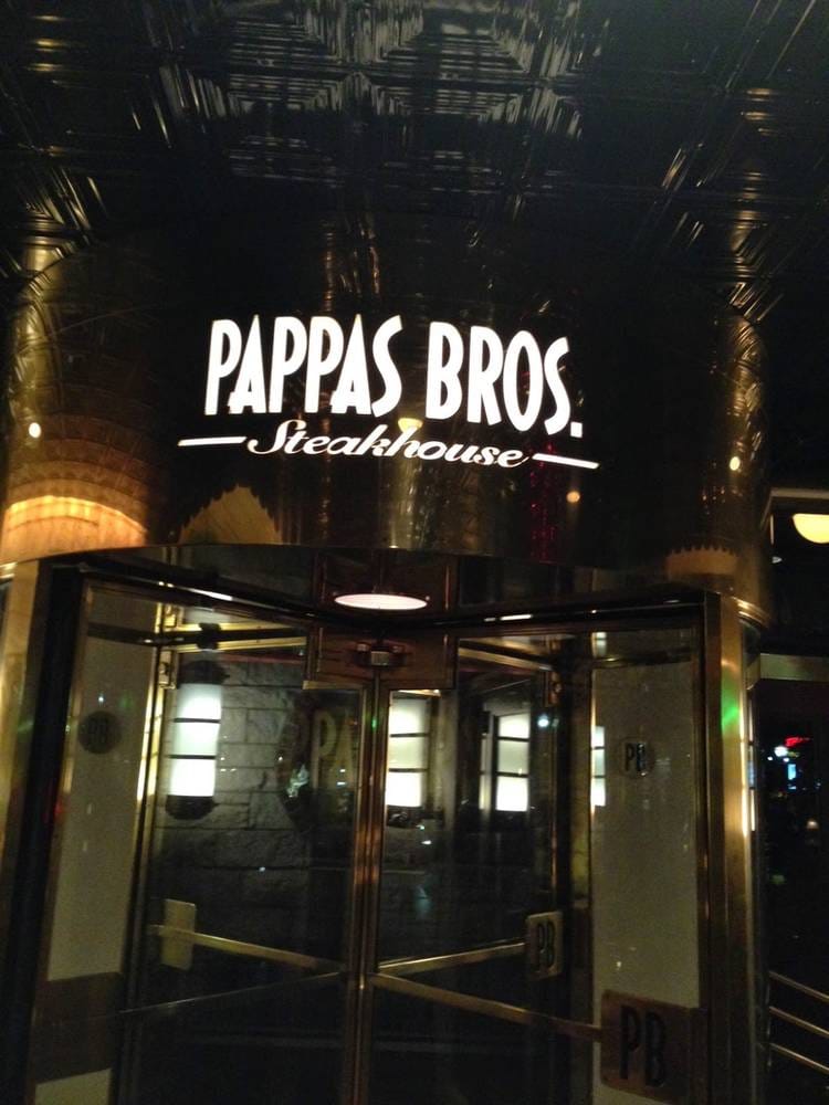 Elegant entrance of Pappas Bros. Steakhouse for corporate dinners and special events.