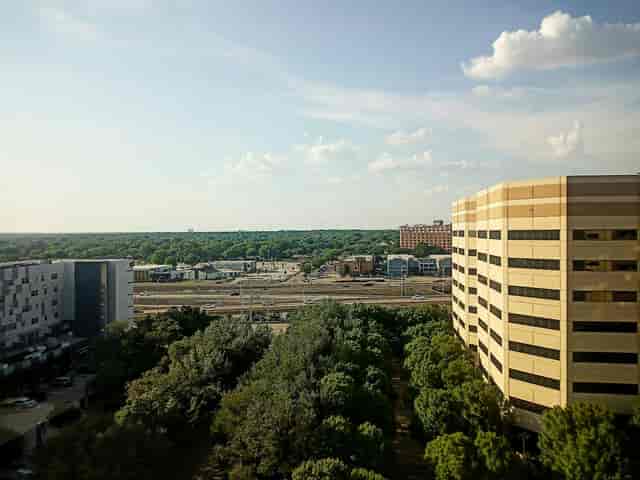 Scenic event space view at The Westin Dallas Park Central with greenery and urban skyline.