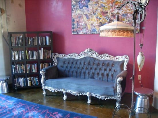 Stylish Library Lounge at Canvas Dallas Hotel, perfect for networking events.
