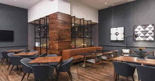 Modern meeting space with wood accents at The Worthington Renaissance Fort Worth Hotel.