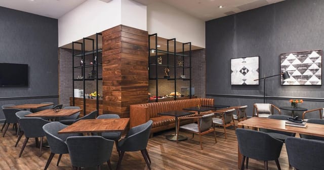 Modern meeting space with wood accents at The Worthington Renaissance Fort Worth Hotel.