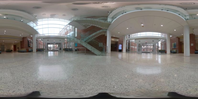 Ann Stuart Science Complex event space with high ceilings for networking and conferences.