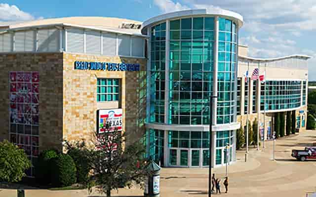 Sleek glass-front event venue in Credit Union of Texas for conferences and trade shows.