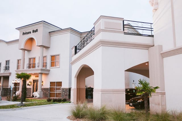 Elegant Grand Foyer in Frisco Hall, ideal for upscale corporate events and gatherings.