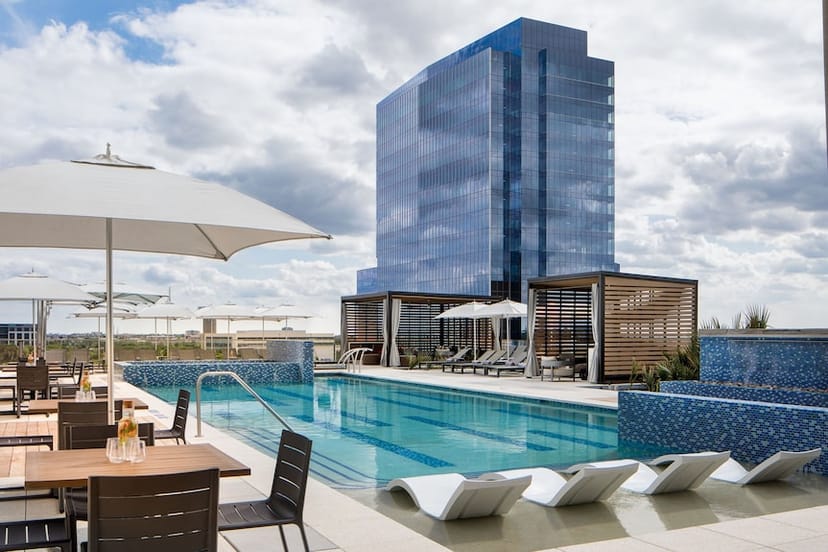 Ballroom rooftop pool at Renaissance Dallas, ideal for corporate events and gatherings.