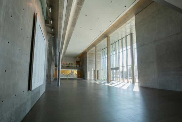 Grand Lobby of Modern Art Museum Fort Worth, spacious event space with natural light.