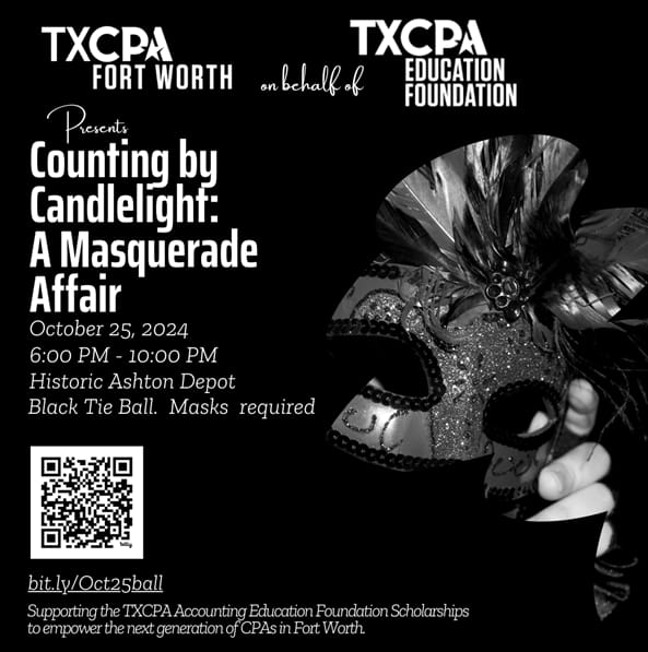 Promotional flyer for "Counting by Candlelight" masquerade ball at Ashton Depot.