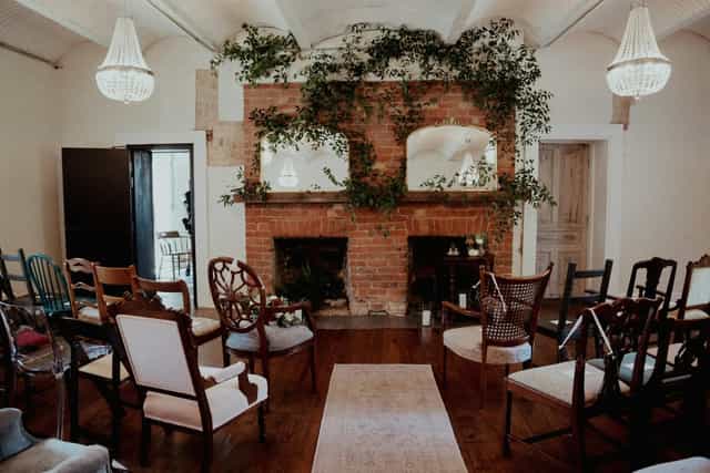 Wedding venue in Historic Dallas Jail with eclectic chairs, ideal for intimate gatherings.