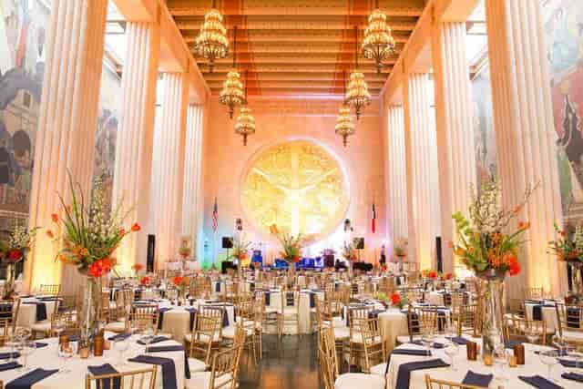 Elegant Texas Rooms event space with grand architecture, perfect for weddings and galas.