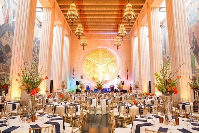 Elegant Texas Rooms event space with grand architecture, perfect for weddings and galas.