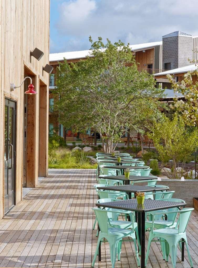 Outdoor courtyard at Lone Star Court with modern seating for al fresco events and gatherings.