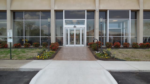 Tyler Street Tower entrance with glass doors, perfect for meetings and events.