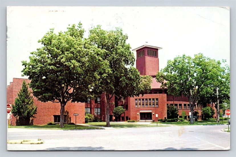 Parlor at St. Paul's UMC, brick building with a tower, ideal for conferences and meetings.