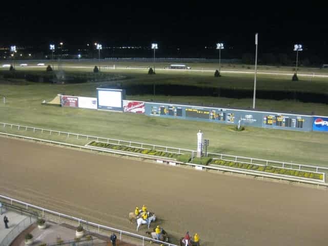 Lone Star Park racetrack at night, ideal for corporate events and horse racing.
