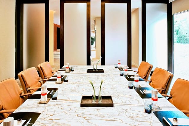 Westlake Boardroom at Marriott DFW, modern meeting room with natural light for corporate events.