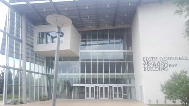 Edith O'Donnell Arts and Technology Building facade, ideal for dynamic events and exhibitions.