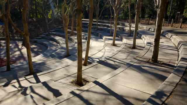Creek Overlook Pavilion, outdoor amphitheater in San José for community workshops and gatherings.