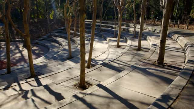 Creek Overlook Pavilion, outdoor amphitheater in San José for community workshops and gatherings.