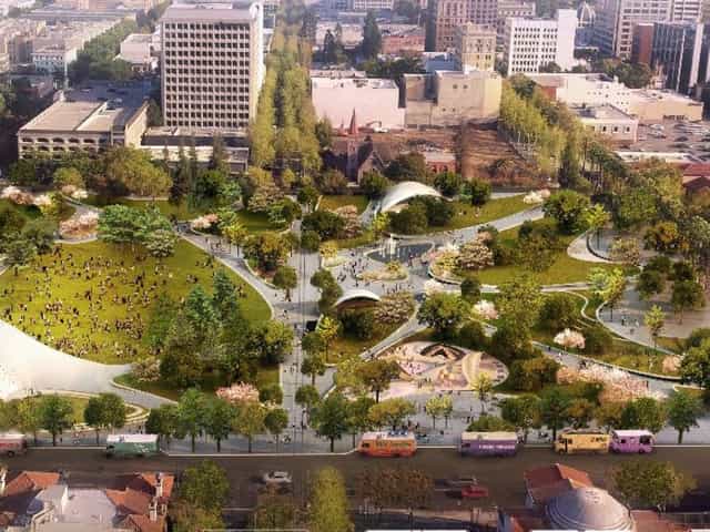 St. James Park, vibrant urban space for outdoor events and community gatherings in San José.