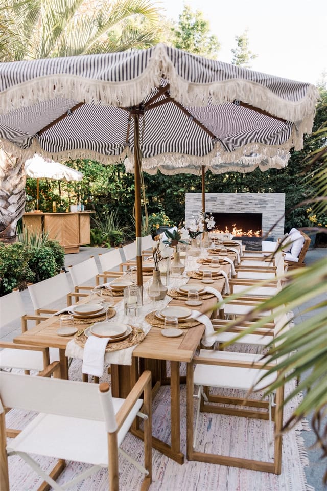 Elegant grazing table with glassware at Bliss Beach, perfect for upscale events.