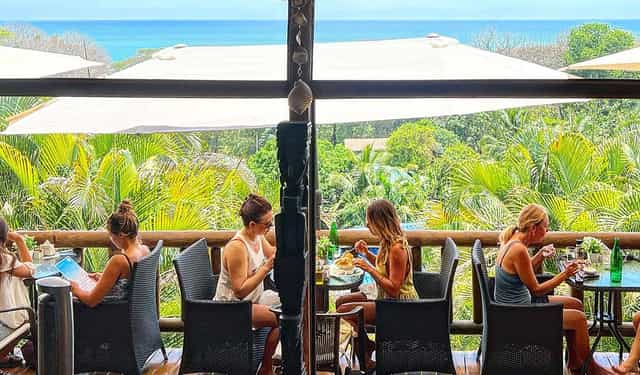 Open-air dining at Horizon Hotel Santa Teresa with ocean view, perfect for events and gatherings.