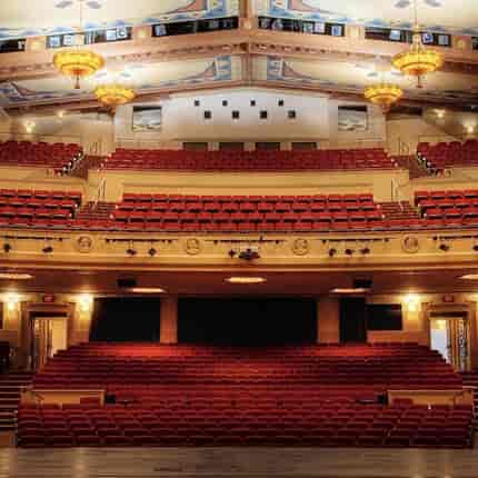 California Theatre interior with tiered seating, ideal for elegant events and performances.