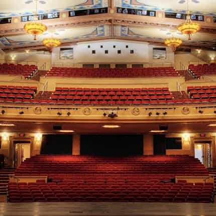 California Theatre interior with tiered seating, ideal for elegant events and performances.