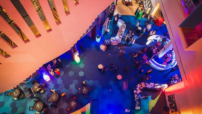 Vibrant event space at The Tech Interactive, perfect for networking and memorable gatherings.
