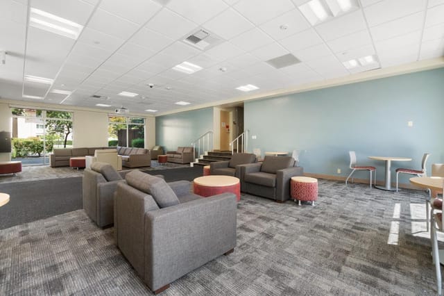 Santa Clara University meeting room with comfortable seating for events and networking.