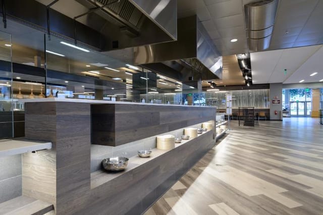 Modern catering setup in Santa Clara University multipurpose rooms, perfect for events.