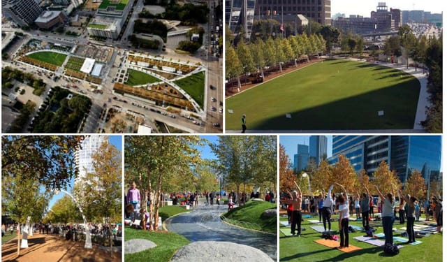 Vibrant Klyde Warren Park with green spaces, perfect for outdoor events and gatherings.
