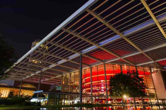 Nancy B. Hamon Hall at Winspear Opera House: modern, illuminated venue for events and galas.
