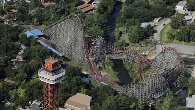 Thrilling Six Flags roller coaster, perfect for corporate team-building events.