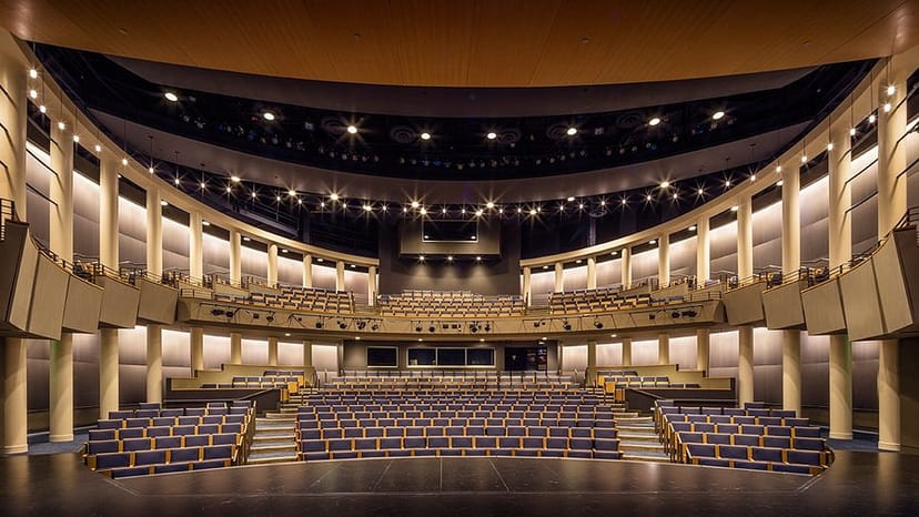 Brown Auditorium Theater tiered seating venue for corporate meetings and live performances