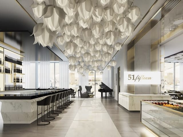 Elegant venue at 51fifteen with a striking ceiling for upscale events and meetings.