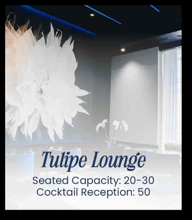 Elegant Tulipe Lounge at 51fifteen with floral mural for corporate events and meetings.