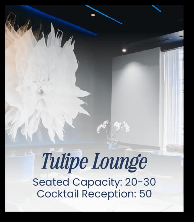 Elegant Tulipe Lounge at 51fifteen with floral mural for corporate events and meetings.