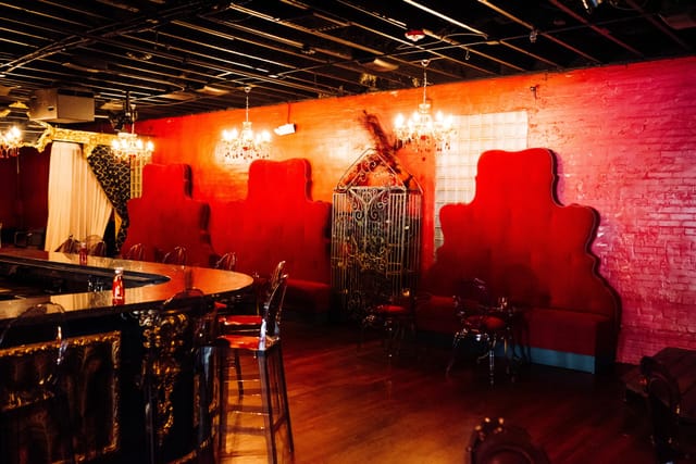 Vibrant Red Room venue in Houston, perfect for networking and social events.