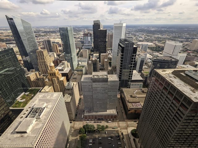 Aerial view of Power Boardroom in The Houston Club, ideal for conferences and events.