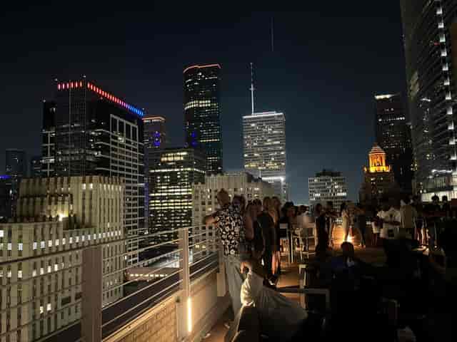 Rooftop Terrace event with city skyline, perfect for networking and upscale celebrations.