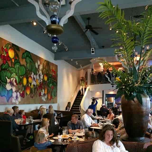 Vibrant Mi Cocina restaurant with colorful mural, perfect for private events and gatherings.