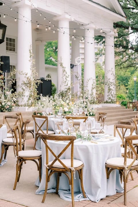 Formal Garden at Arlington Hall with elegant decor for weddings and upscale events.