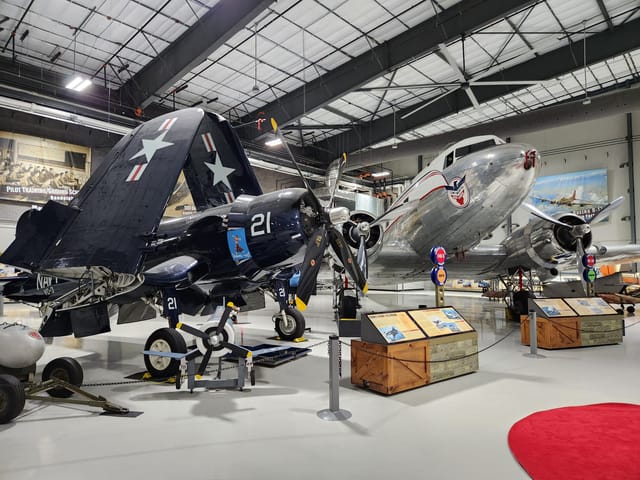 Vintage aircraft venue at Lone Star Flight Museum for aviation-themed events.