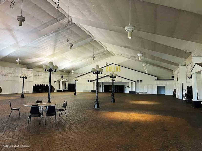 Spacious Southfork Ranch ballroom with high ceiling, ideal for events and gatherings.