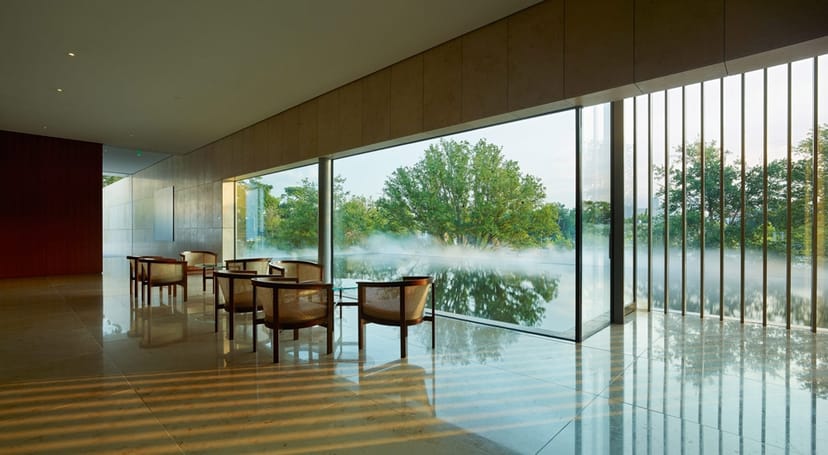 Water Garden Terrace at Asia Society Texas: bright modern meeting space for workshops.