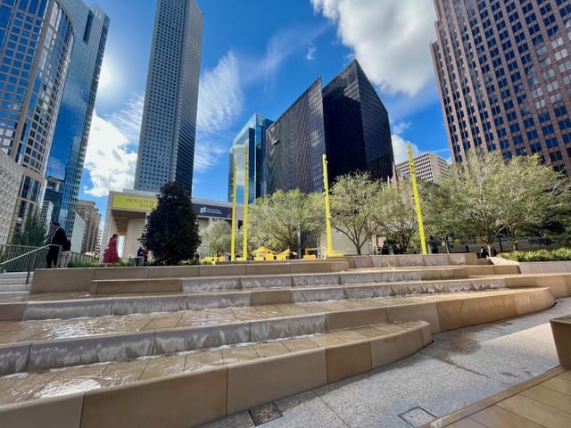 Lynn Wyatt Square: vibrant outdoor event space with modern architecture for corporate gatherings.
